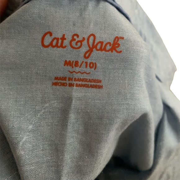 Cat & Jack | Long Sleeve Button Down Blue Collar Shirt With Dinosaur Print - Picture 4 of 7